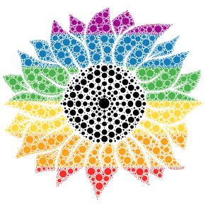 Rainbow Sunflower Dot Art Rainbow Sunflower Dot Art